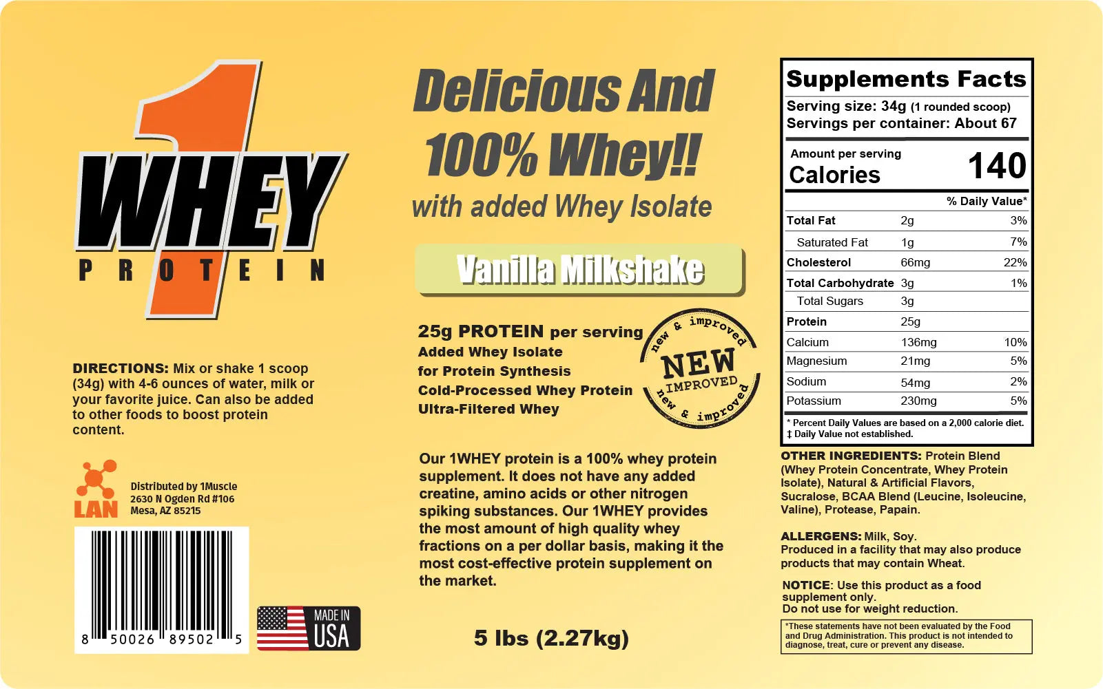 1WHEY PROTEIN/1ホエイ・プロテイン 2.27KG LAN