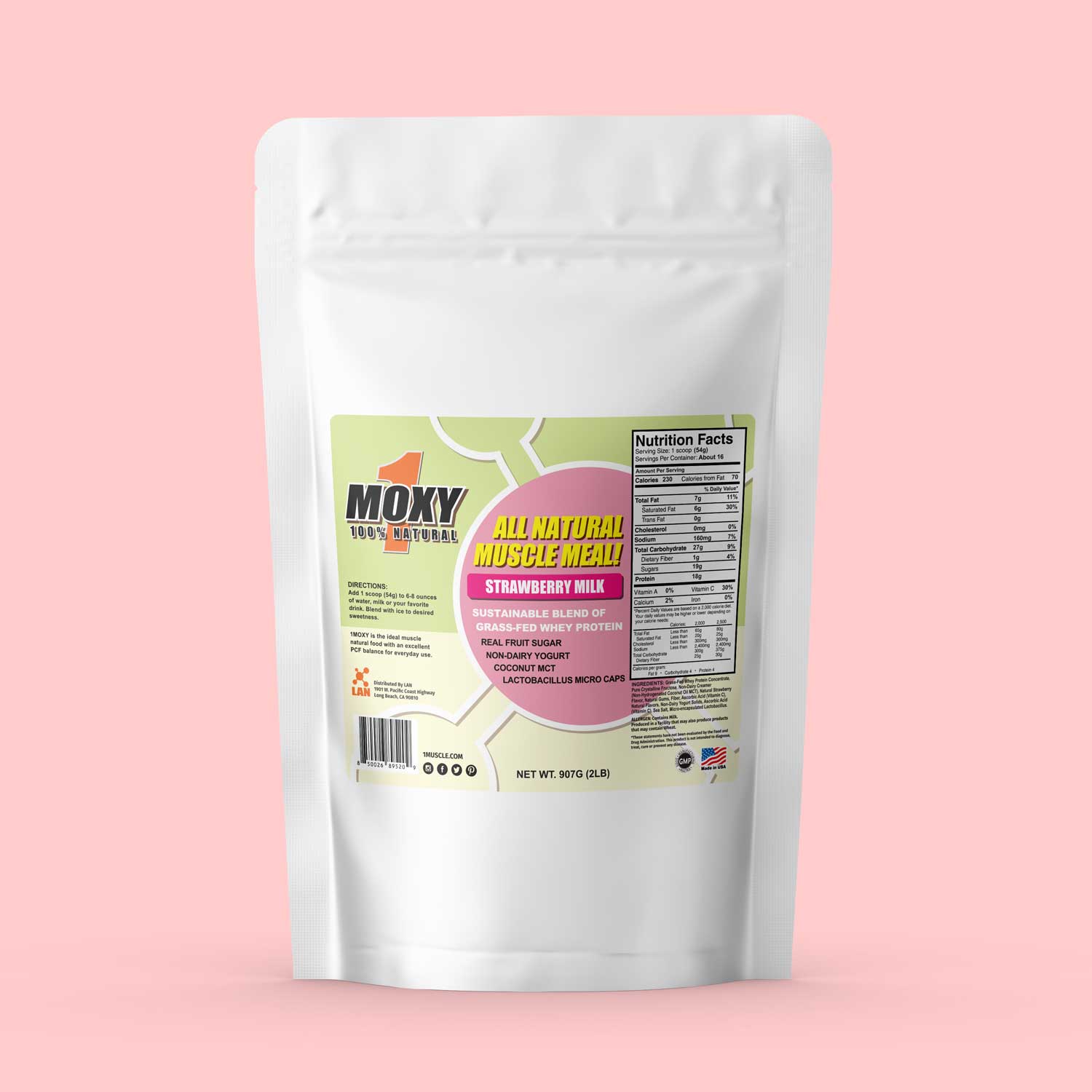 1MOXY STRAWBERRY MILK [ALL NATURAL] 907G - 1Muscle.com