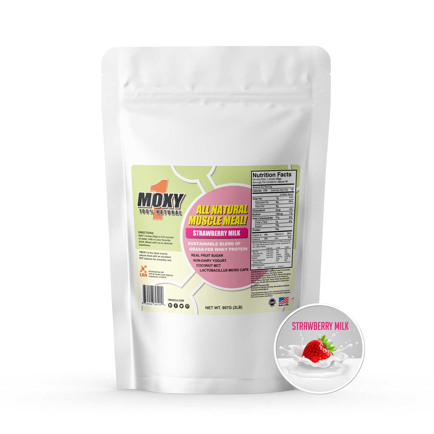 1MOXY STRAWBERRY MILK [ALL NATURAL] 907G - 1Muscle.com