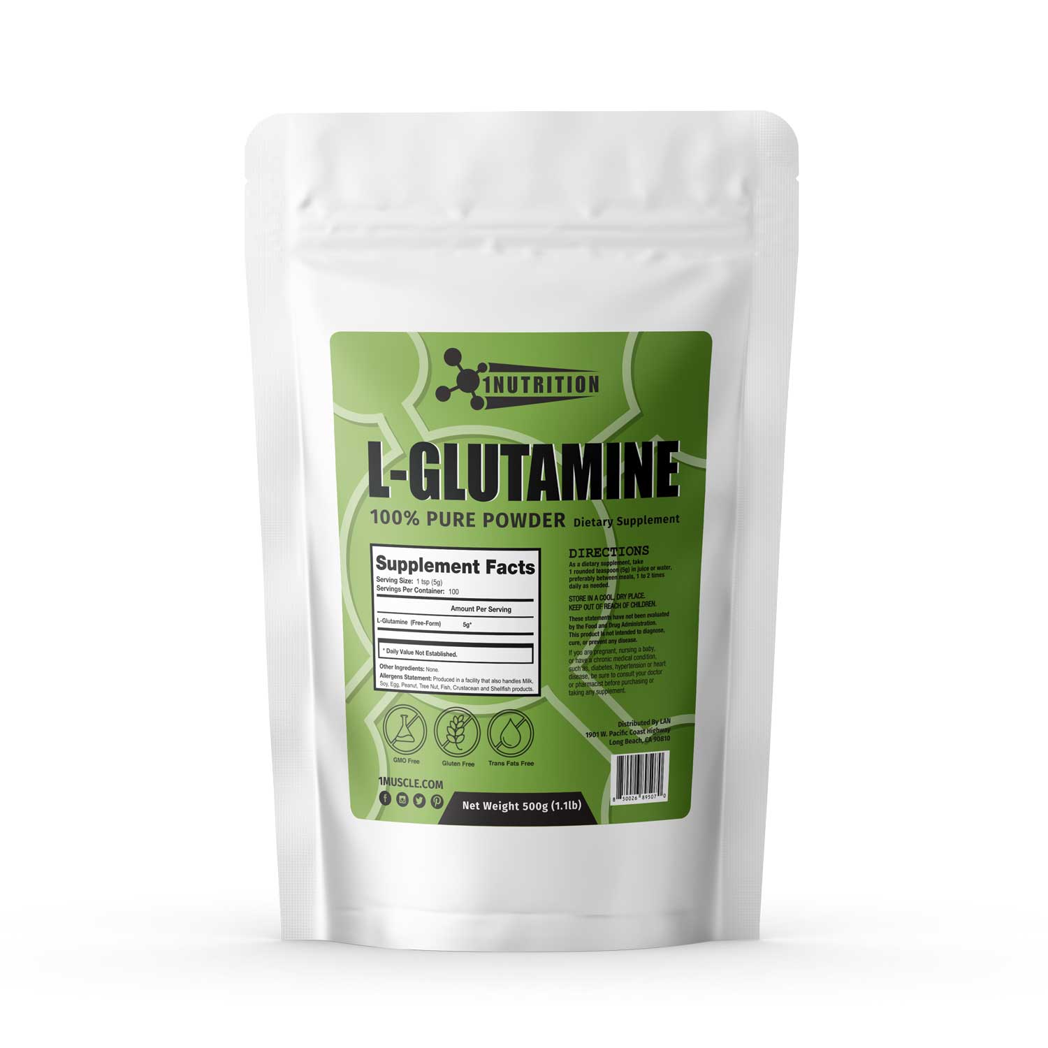 L-GLUTAMINE / L-グルタミン [プラント・ベース] 500G - 1Muscle.com